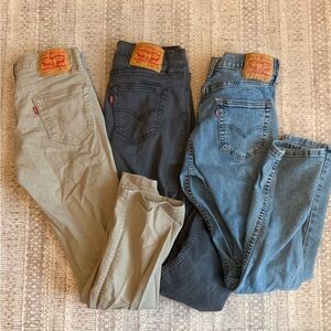 Levi's 511 29W 30L Men's Jeans bundle- Blue, Dark grey, and Khaki -